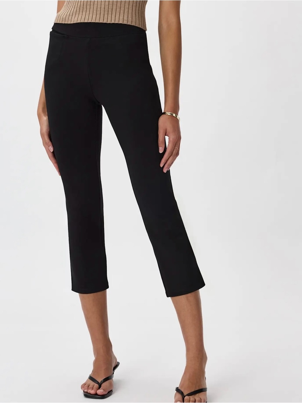 Quince Black Cropped Slim Ponte Pants